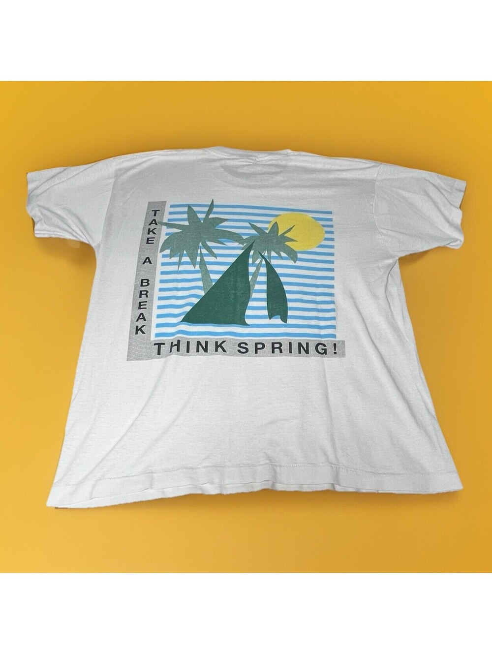 Vintage 90S Single Stitch Paper Thin Spring Break Graphic T-Shirt Size XL